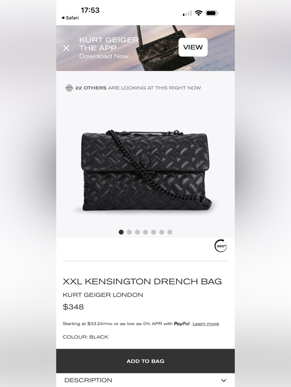NEW Kurt Geiger Black Leather Handbag w Black Crystal Embellished Bird on Front - Picture 2 of 16